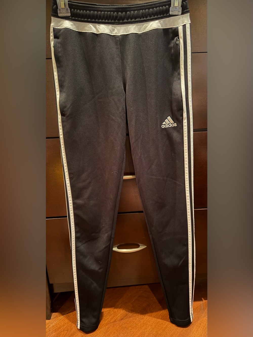 adidas Black Track Pants with White Triple Stripes